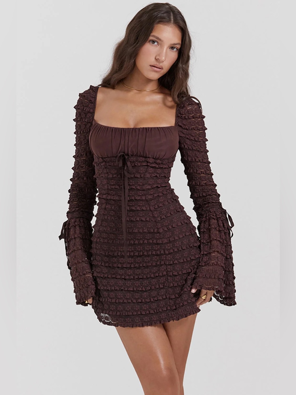 House of CB Marisa Espresso Lace Dress Size XS